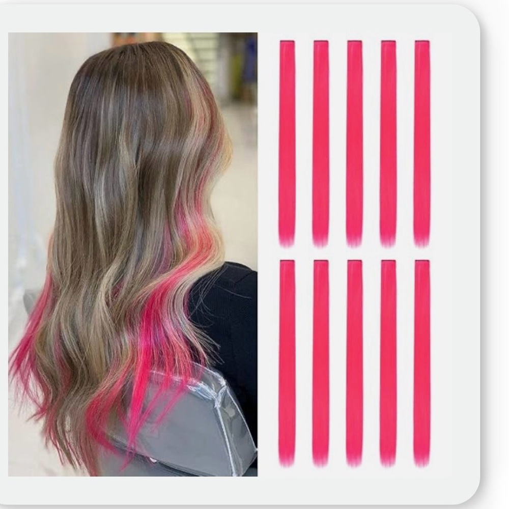 Hot Pink Clip-In Hair Extensions - Set of 8